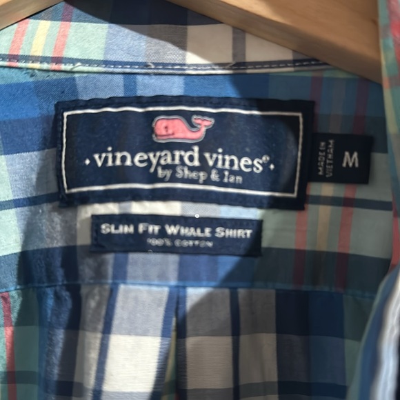 Men’s Vineyard Vines Blue and Green Plaid Button Down Shirt - Med - Picture 3 of 4